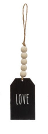 Ornament- Wood Bead W/Sayings Assorted