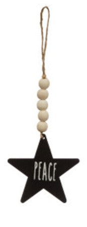 Ornament- Wood Bead W/Sayings Assorted