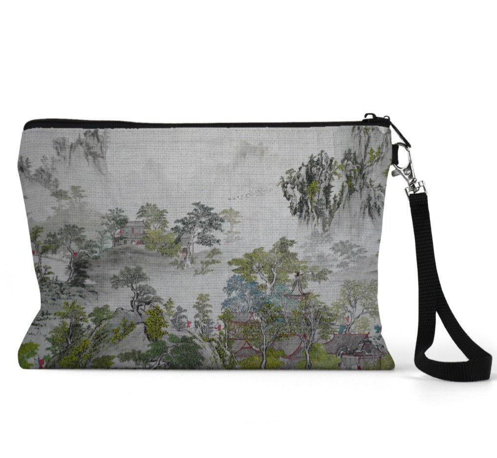 Zippered Linen Pouch- Shanghai Gardens- Come This Far