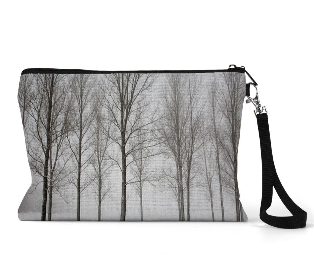 Zippered Linen Pouch- Winter Forest- Create Yourself