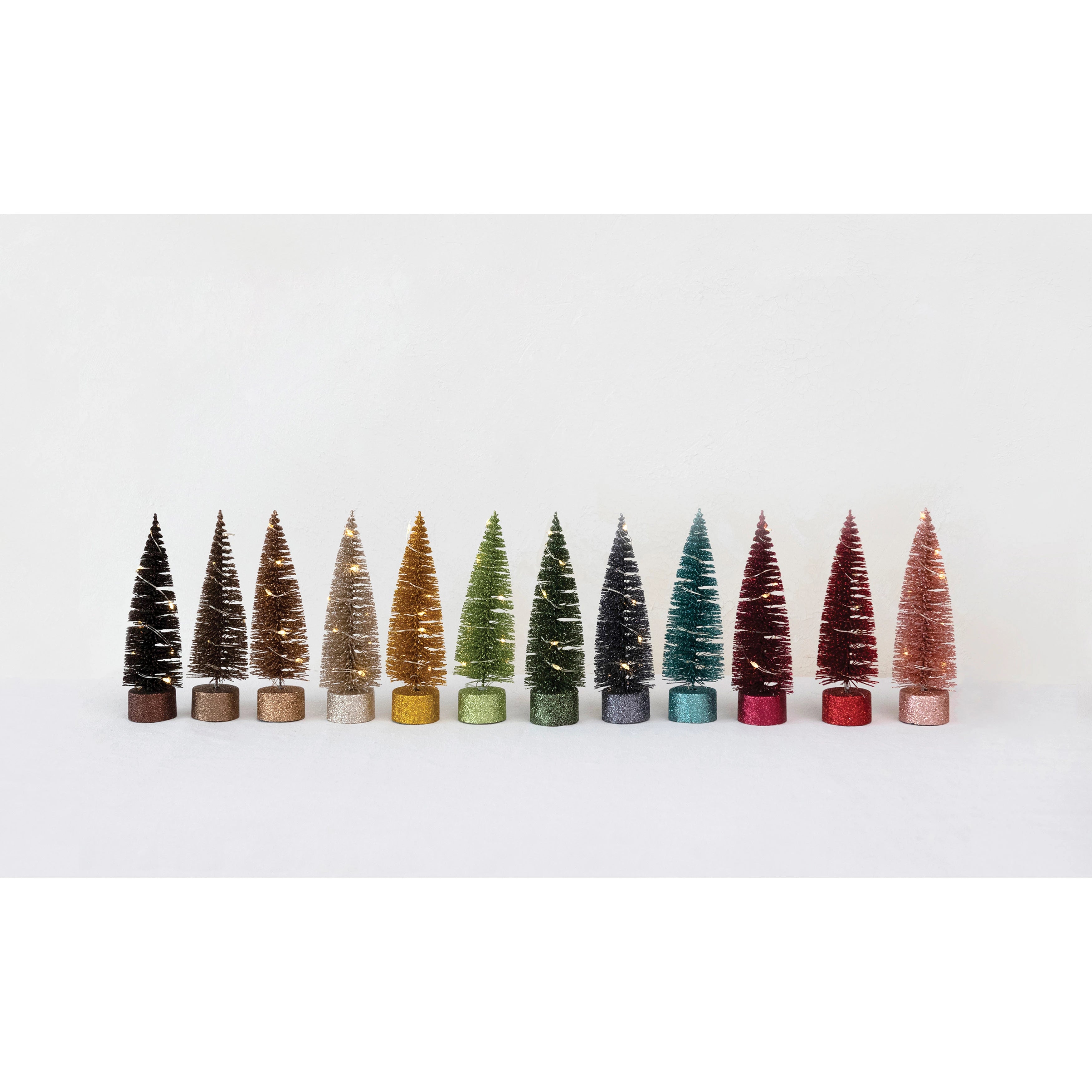 Mini Bottle Brush Tree w/ LED Lights Assorted