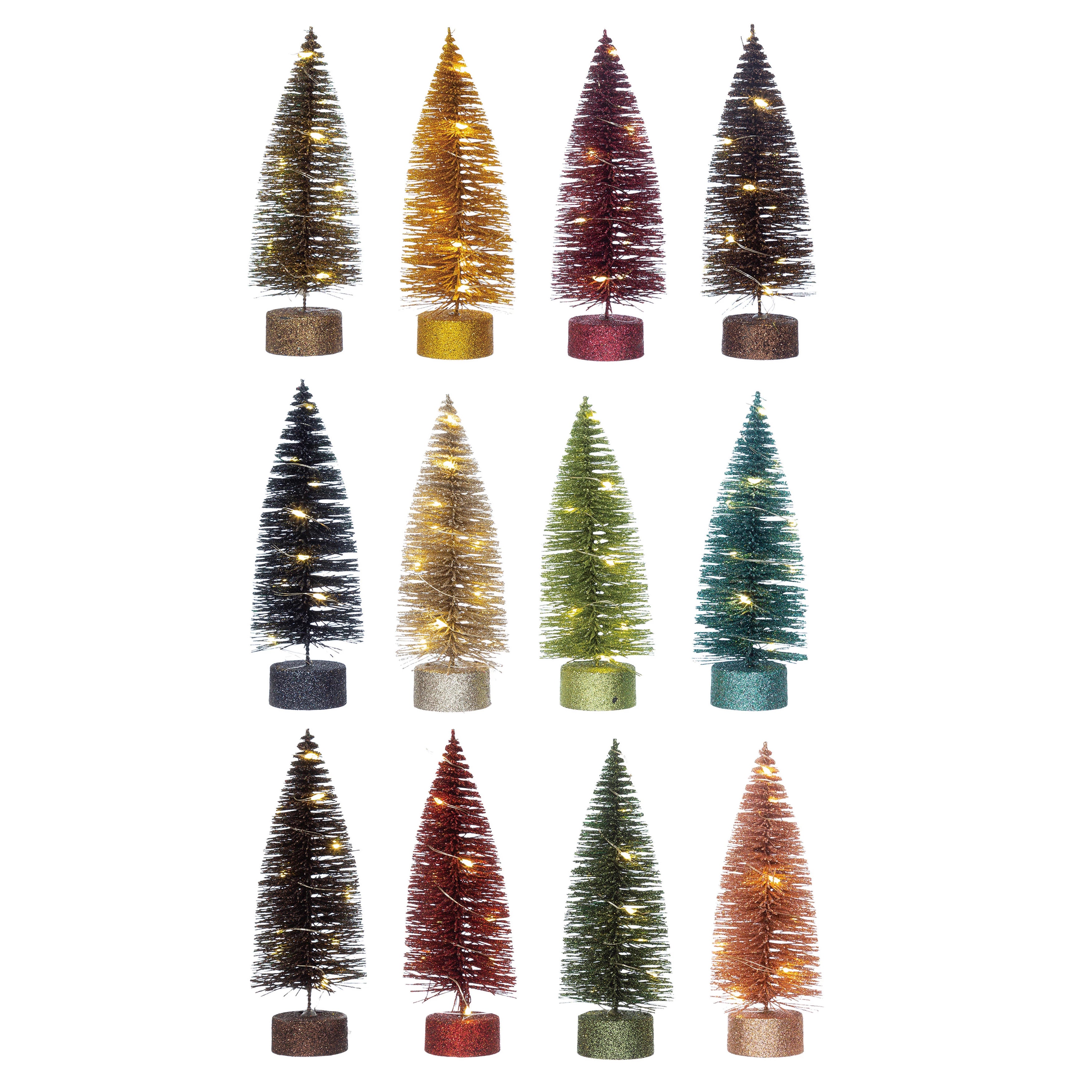 Mini Bottle Brush Tree w/ LED Lights Assorted